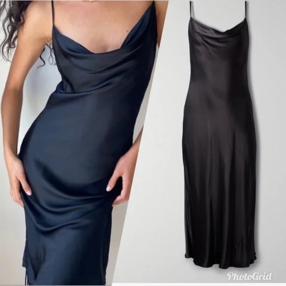 Aritzia WIlfred Canto Midi Cowl Neck Satin Dress